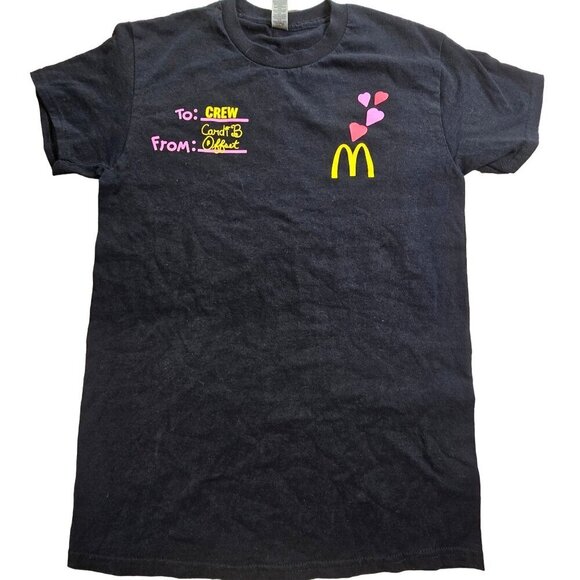 McDonald's Crew T-shirt, Cardi B x Offset, Black, Women's Small - Picture 3 of 9